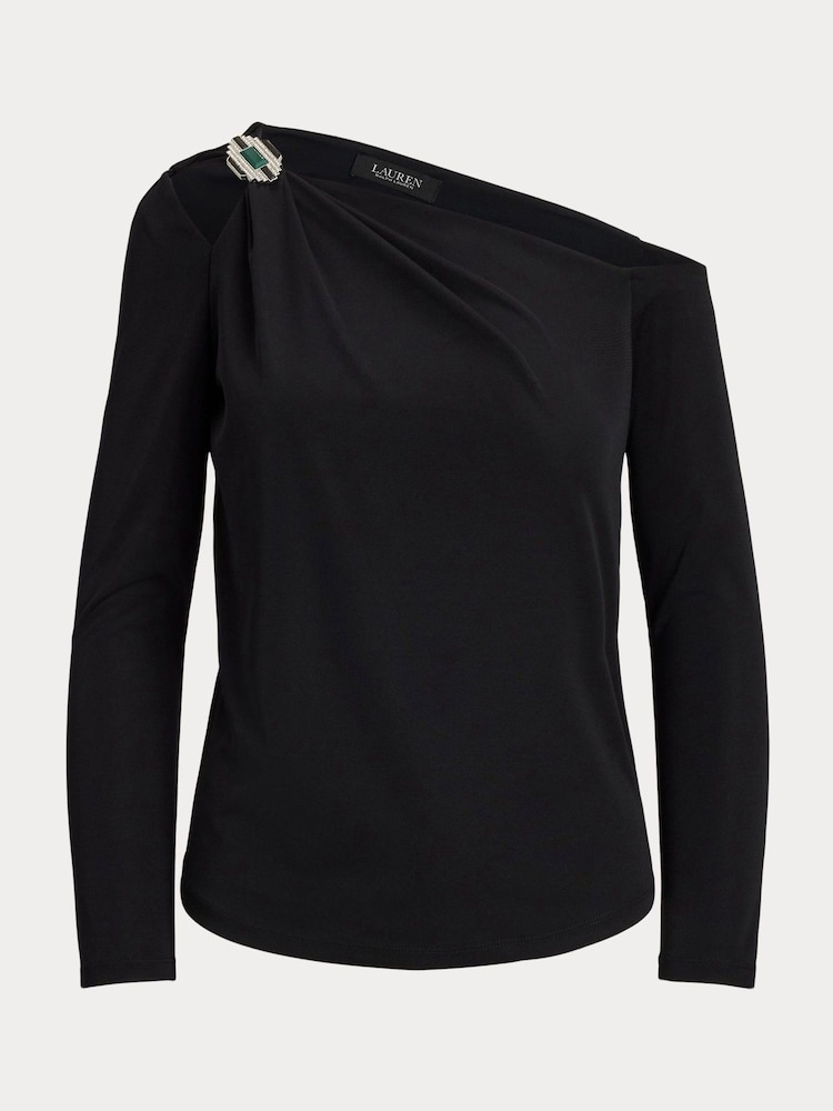 Lauren Ralph Lauren One-Sholder Cut Out Buckle Jersey Top - Image 9 of 9