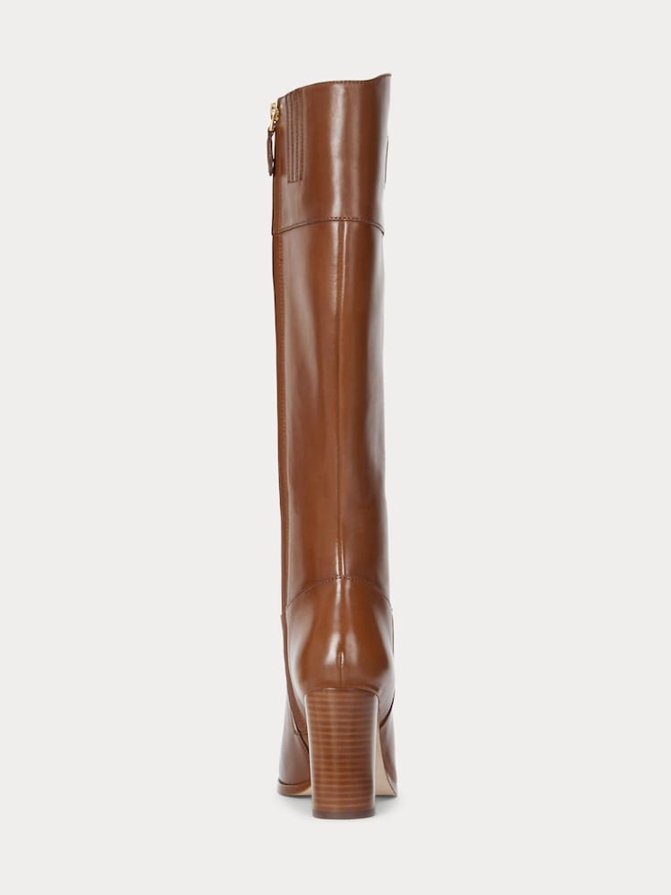 Lauren Ralph Lauren Page II Leather Logo Heeled Tall Boots - Image 3 of 3