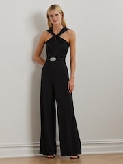 Lauren Ralph Lauren Матовый черный комбинезон из джерси - Изображение 1 из 8