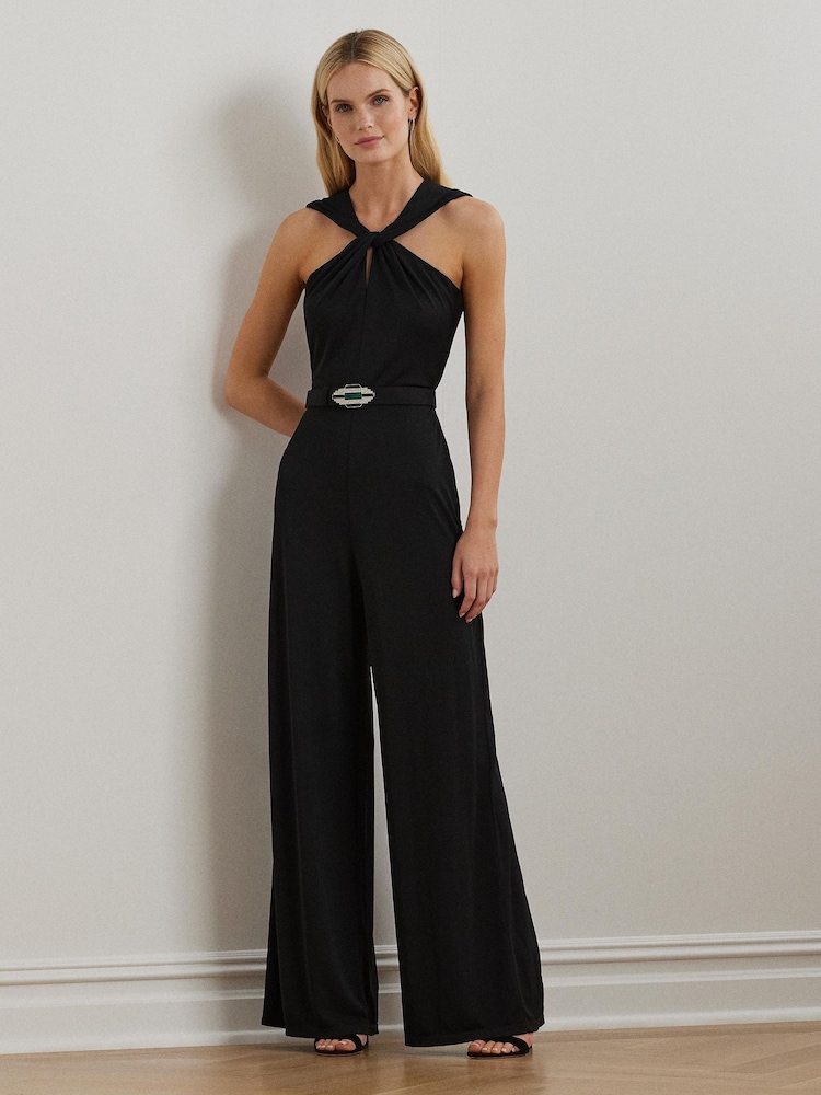 Lauren Ralph Lauren Матовый черный комбинезон из джерси - Изображение 1 из 8