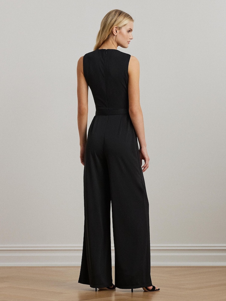 Lauren Ralph Lauren Матовый черный комбинезон из джерси - Изображение 2 из 8