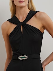 Lauren Ralph Lauren Матовый черный комбинезон из джерси - Изображение 3 из 8
