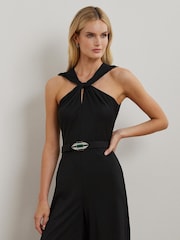 Lauren Ralph Lauren Матовый черный комбинезон из джерси - Изображение 4 из 8
