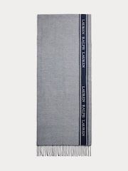 Синий - Lauren Ralph Lauren Полиэстер Blend Бордюр с логотипом шарф - Image 1 of 3