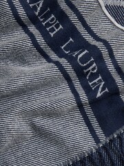 Синий - Lauren Ralph Lauren Полиэстер Blend Бордюр с логотипом шарф - Image 3 of 3