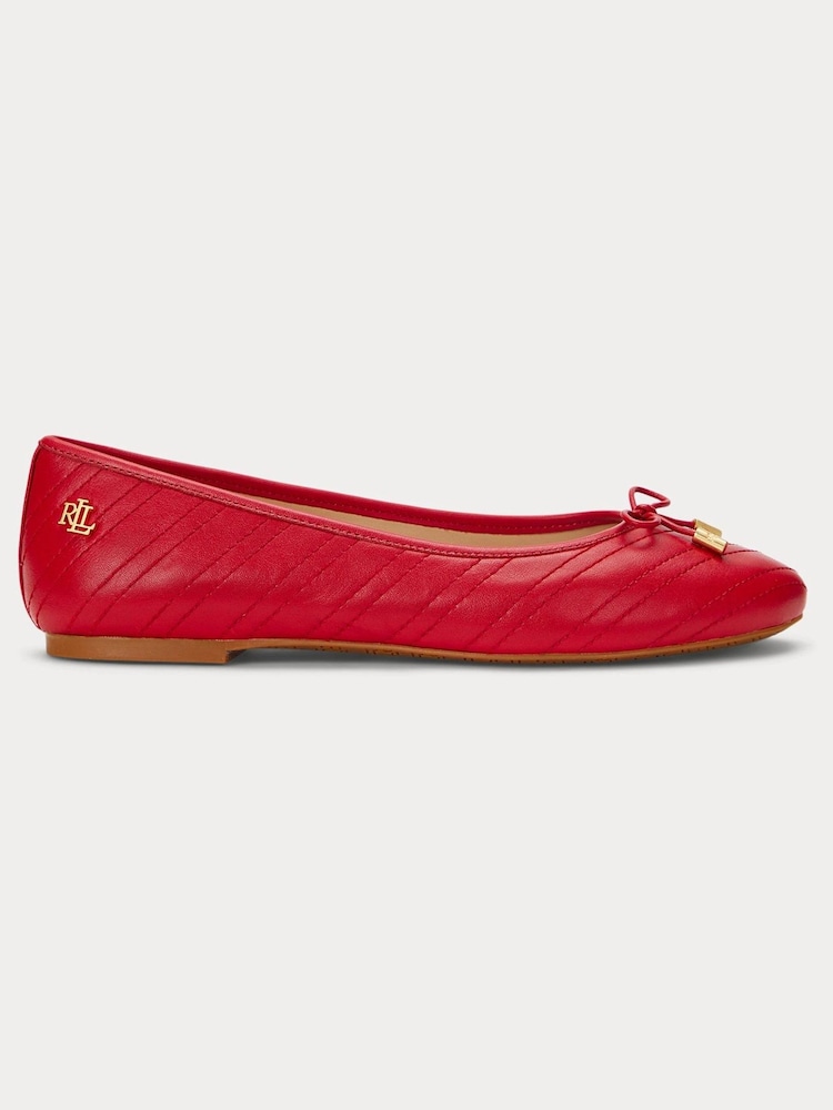 Rot - Lauren Ralph Lauren Jayna Stitched Leather Ballet Flats - Bild 2 von 4