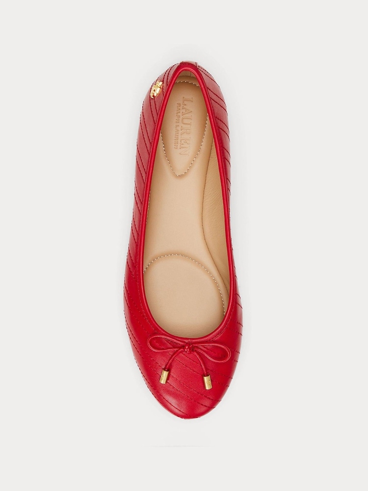 Rot - Lauren Ralph Lauren Jayna Stitched Leather Ballet Flats - Bild 4 von 4
