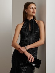 Lauren Ralph Lauren Adair Velvet Clutch Bag - Image 2 of 7