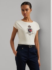 Lauren Ralph Lauren Crest Logo Graphic Cotton Jersey T-Shirt - Image 1 of 7