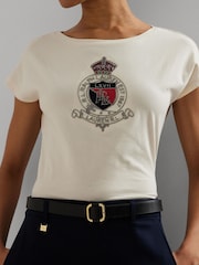 Lauren Ralph Lauren Crest Logo Graphic Cotton Jersey T-Shirt - Image 4 of 7