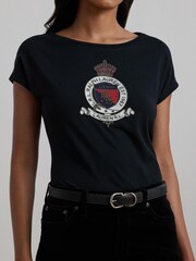 Lauren Ralph Lauren Crest Logo Graphic Cotton Jersey T-Shirt - Image 3 of 8