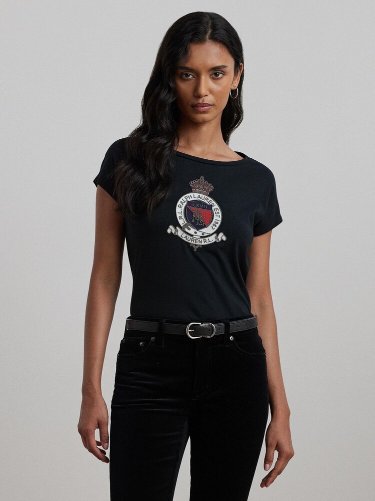 Lauren Ralph Lauren Crest Logo Graphic Cotton Jersey T-Shirt - Image 4 of 8