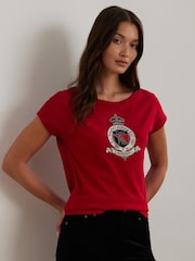 Lauren Ralph Lauren Crest Logo Graphic Cotton Jersey T-Shirt - Image 1 of 7