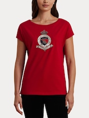 Lauren Ralph Lauren Crest Logo Graphic Cotton Jersey T-Shirt - Image 6 of 7