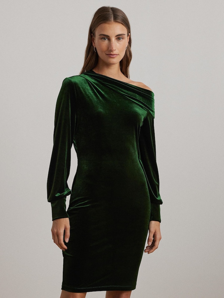 Lauren Ralph Lauren Green Luxe Velvet Dress - Изображение 1 из 8