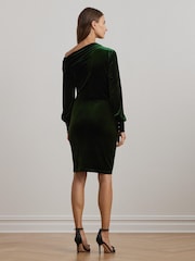 Lauren Ralph Lauren Green Luxe Velvet Dress - Изображение 2 из 8