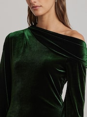Lauren Ralph Lauren Green Luxe Velvet Dress - Изображение 3 из 8