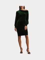 Lauren Ralph Lauren Green Luxe Velvet Dress - Изображение 7 из 8