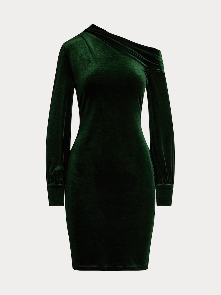 Lauren Ralph Lauren Green Luxe Velvet Dress - Изображение 8 из 8