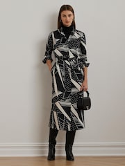 Lauren Ralph Lauren Платье-рубашка из саржи с узором на поясе - Изображение 1 из 7