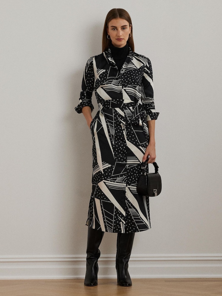 Lauren Ralph Lauren Платье-рубашка из саржи с узором на поясе - Изображение 1 из 7