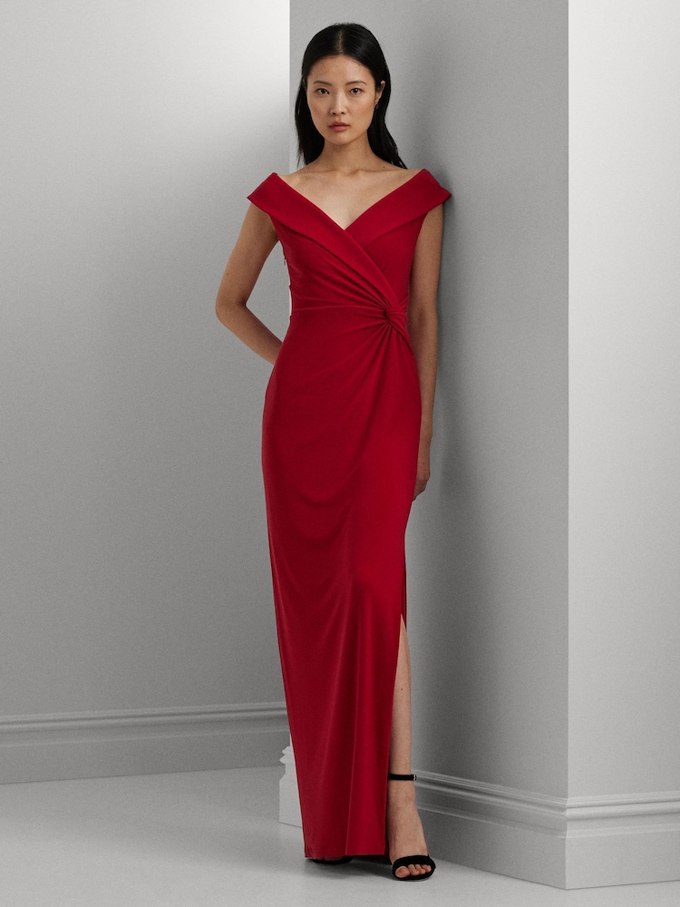 Lauren Ralph Lauren Curve Jersey Off-the-Shoulder Gown - Image 1 of 7 Lauren Ralph Lauren Curve Jersey Off-the-Shoulder Gown - Image 1 of 7