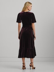 Lauren Ralph Lauren Velvet Belted V-Neck Dress - Image 3 of 8
