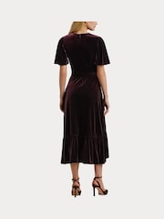 Lauren Ralph Lauren Velvet Belted V-Neck Dress - Image 5 of 8
