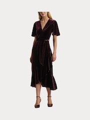 Lauren Ralph Lauren Velvet Belted V-Neck Dress - Image 7 of 8
