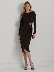 Lauren Ralph Lauren 100% Cotton Buckle-Trim Stretch Jersey Dress - Image 1 of 6