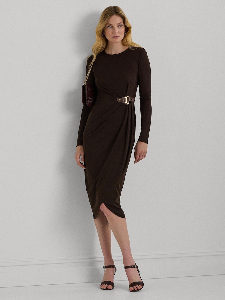 Lauren Ralph Lauren 100% Cotton Buckle-Trim Stretch Jersey Dress - Image 1 of 6