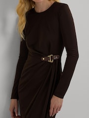 Lauren Ralph Lauren 100% Cotton Buckle-Trim Stretch Jersey Dress - Image 3 of 6