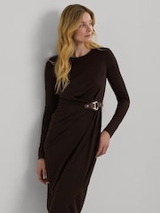 Lauren Ralph Lauren 100% Cotton Buckle-Trim Stretch Jersey Dress - Image 4 of 6