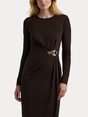 Lauren Ralph Lauren 100% Cotton Buckle-Trim Stretch Jersey Dress - Image 5 of 6