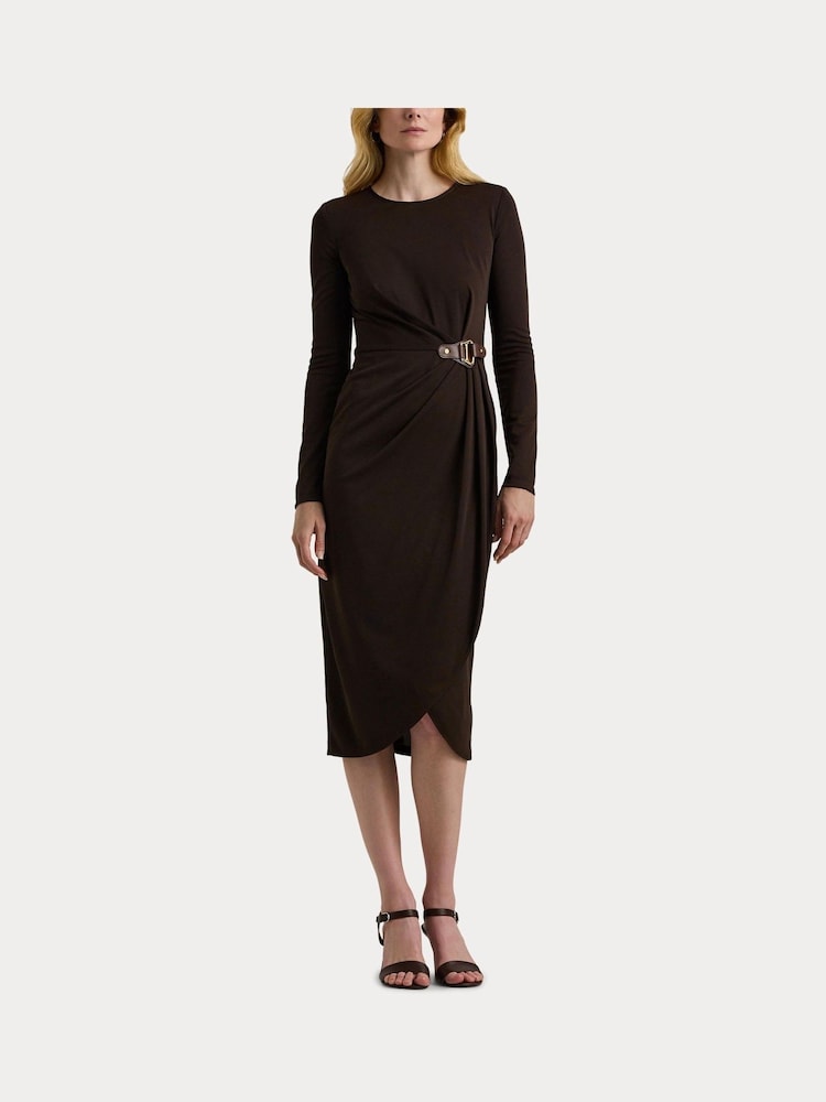 Lauren Ralph Lauren 100% Cotton Buckle-Trim Stretch Jersey Dress - Image 6 of 6