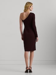 Lauren Ralph Lauren Red One Shoulder Jersey Midi Dress - Image 2 of 6