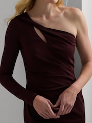 Lauren Ralph Lauren Red One Shoulder Jersey Midi Dress - Image 4 of 6
