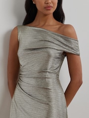 Lauren Ralph Lauren Green One-Shoulder Cocktail Dress - Image 3 of 9