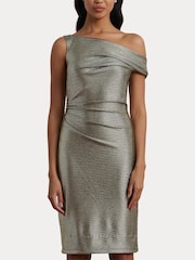 Lauren Ralph Lauren Green One-Shoulder Cocktail Dress - Image 5 of 9