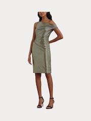 Lauren Ralph Lauren Green One-Shoulder Cocktail Dress - Image 6 of 9