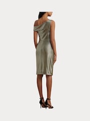 Lauren Ralph Lauren Green One-Shoulder Cocktail Dress - Image 8 of 9