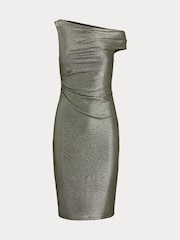 Lauren Ralph Lauren Green One-Shoulder Cocktail Dress - Image 9 of 9