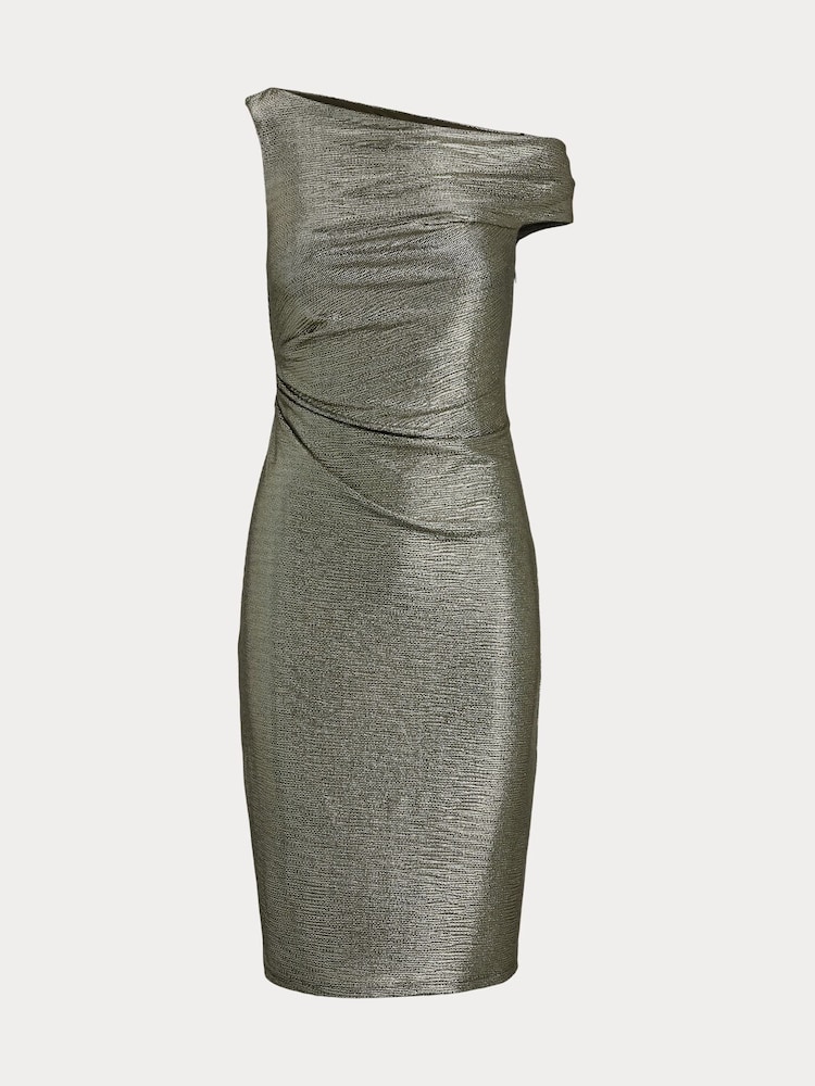 Lauren Ralph Lauren Green One-Shoulder Cocktail Dress - Image 9 of 9