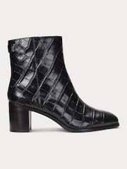 Lauren Ralph Lauren Cassie Croc Leather Heeled Ankle Boots - Image 1 of 4