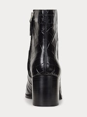 Lauren Ralph Lauren Cassie Croc Leather Heeled Ankle Boots - Image 2 of 4