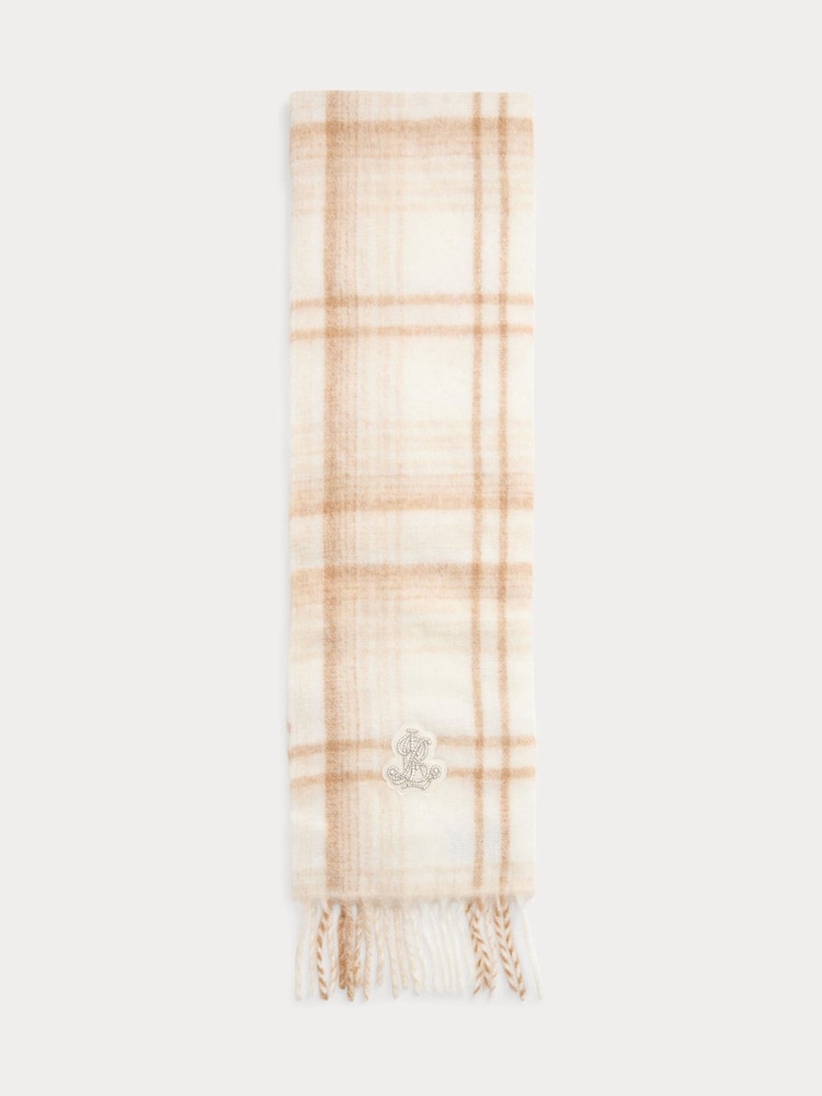 Кремовый - Lauren Ralph Lauren Матовый клетчатый шарф - Image 1 of 7
