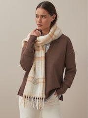 Кремовый - Lauren Ralph Lauren Матовый клетчатый шарф - Image 4 of 7