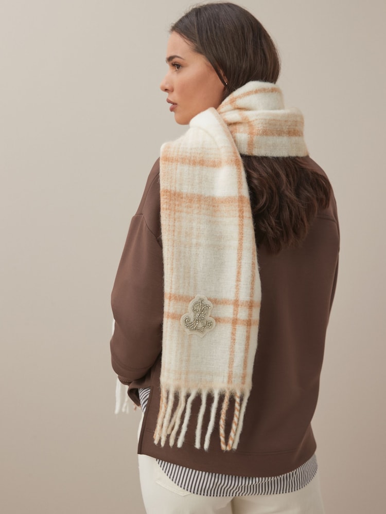 Kremowy - Szalik w kratę Lauren Ralph Lauren ze szczotkowanego materiału - Image 6 of 7
