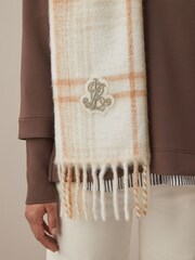 Кремовый - Lauren Ralph Lauren Матовый клетчатый шарф - Image 7 of 7