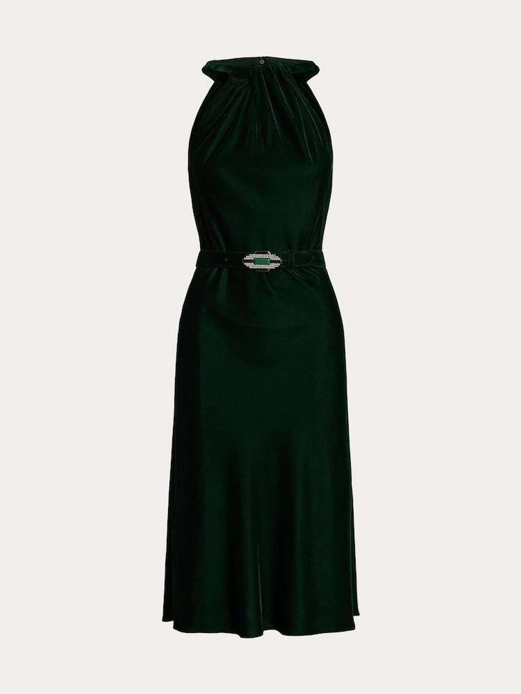 Lauren Ralph Lauren Velvet Halter 100% Cotton Midi Dress - Image 8 of 8 Lauren Ralph Lauren Velvet Halter 100% Cotton Midi Dress - Image 8 of 8